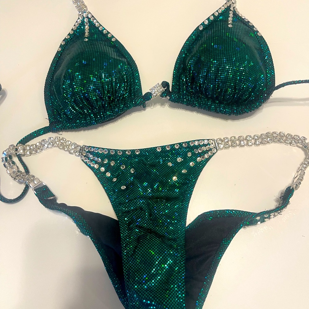 Emerald Rhinestone Competition Bikini